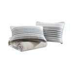 Juego de edredón reversible Nautica USHSA91279547 algodón talla King color beige Dover 3 piezas ropa de cama para todas