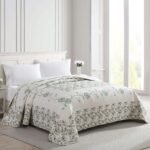 Colcha acolchada Beatrice Home Fashions CRNBSPQNSAG bordado floral clavel ligera salvia Queen