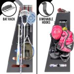 GoSports Organizador de equipos deportivos de madera prémium con ganchos de almacenamiento, estante para bolsas de golf