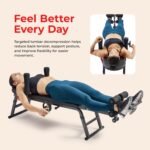 Sunny Health & Fitness No-Hang Traction & Inversion Decompression Table for Back Pain Relief, Adjustable Stretch Bench,