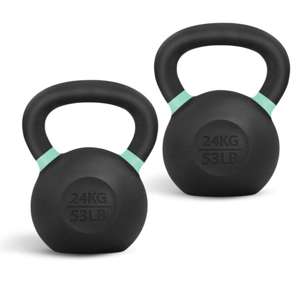 Yes4All Powder Coated Kettlebell, Cast Iron Core Kettlebells with Non-Slip Handle & Flat Bottom for Conditioning, Heavy