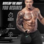 Yes4All Powder Coated Kettlebell, Cast Iron Core Kettlebells with Non-Slip Handle & Flat Bottom for Conditioning, Heavy