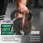 Yes4All Powder Coated Kettlebell, Cast Iron Core Kettlebells with Non-Slip Handle & Flat Bottom for Conditioning, Heavy