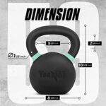 Yes4All Powder Coated Kettlebell, Cast Iron Core Kettlebells with Non-Slip Handle & Flat Bottom for Conditioning, Heavy