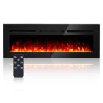 Chimenea Eléctrica Lineal Ultrafina PioneerWorks Empotrada y Montada en Pared con Llama Realista Temporizador y Control