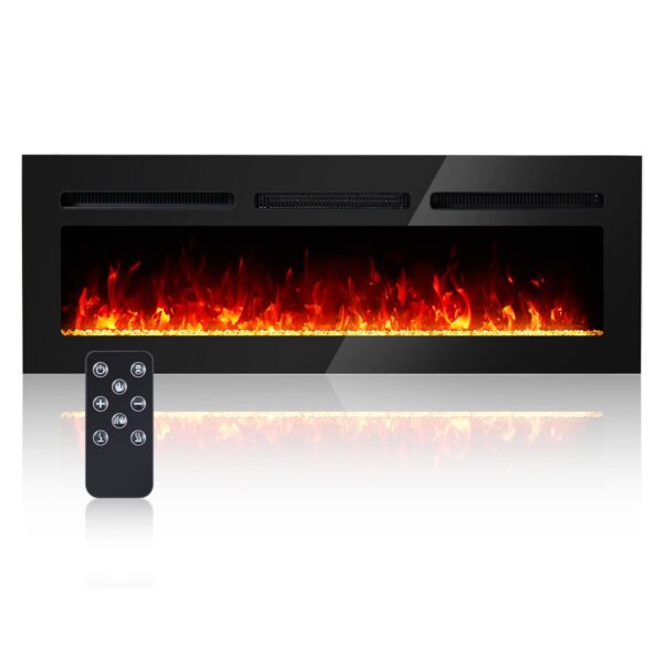 Chimenea Eléctrica Lineal Ultrafina PioneerWorks Empotrada y Montada en Pared con Llama Realista Temporizador y Control