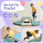 Fulvari Juego de 9 piezas de actividades de escalada y gateo suave, escalador de túnel de espuma suave, juego activo par