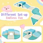 Fulvari Juego de 9 piezas de actividades de escalada y gateo suave, escalador de túnel de espuma suave, juego activo par