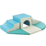 Fulvari Juego de 9 piezas de actividades de escalada y gateo suave, escalador de túnel de espuma suave, juego activo par