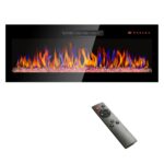 Chimenea Eléctrica Empotrada SPOFLYINN 0717-B0CRKJ8P9F Ultrafina Vidrio Templado 11 Ajustes de Temperatura 64-82°F