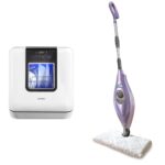 Limpiador piso duro vapor COMFEE cabezal rectangular 2 almohadillas lavables morado