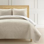 Juego de edredon reversible bordado Lush Decor 23T000403 algodon 3 piezas talla king california king color blanco neutro