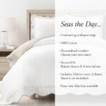 Juego de funda de edredón King algodón borde festoneado Coastal Chic 3 piezas Lush Decor 23T000242 blanco neutro