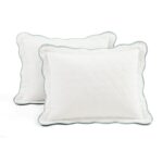 Juego de edredón reversible Coastal Chic Lush Decor 23T000240 algodón con borde festoneado 3 piezas tamaño Queen azul y