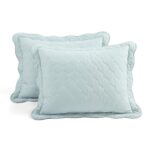 Juego de edredón reversible Coastal Chic Lush Decor 23T000240 algodón con borde festoneado 3 piezas tamaño Queen azul y