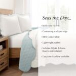 Juego de edredón reversible Coastal Chic Lush Decor 23T000240 algodón con borde festoneado 3 piezas tamaño Queen azul y