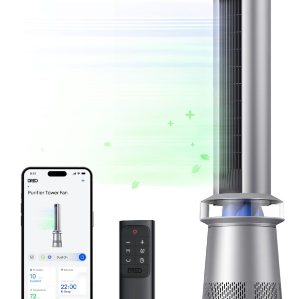 Ventilador de torre purificador de aire 2 en 1 Dreo MC710S DR-HTF010S 45 pulgadas oscilación 120 grados velocidad 27 pie