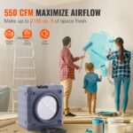 Depurador de Aire VEVOR con Filtracion de 3 Etapas 550 CFM maquina aire negativo apilable manguera conductos PVC flexibl