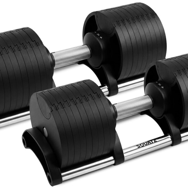 Squatz Adjustable Dumbbell Set 70-140LB Adjustable Dumbbells For Home Gym, Anti-Slip Handle With Heavy‑Duty Plates, Exer