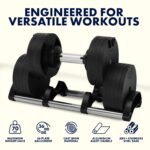 Squatz Adjustable Dumbbell Set 70-140LB Adjustable Dumbbells For Home Gym, Anti-Slip Handle With Heavy‑Duty Plates, Exer