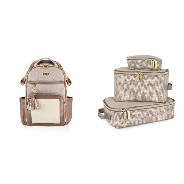 Itzy Ritzy Mochila para pañales – Mochila de gran capacidad Boss Plus Baby Bag y cubos de embalaje – Juego de 3 cubos de