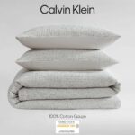 Juego de funda de edredón Queen algodón lavado gofre moteado Calvin Klein Revman International USHSFN1285561 marfil