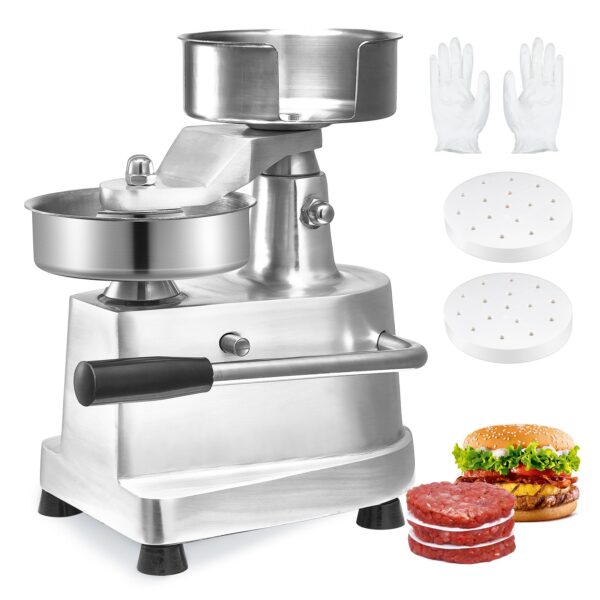 VEVOR Prensa Comercial para Hamburguesas, Prensa para Hamburguesas de Carne de 130mm/5pulgadas, Prensa de Acero Inoxidab