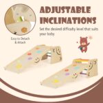 HONEY JOY Juguetes de escalada para niños pequeños, juego de triángulos de madera 6 en 1, rampa y escalador de doble car