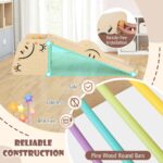 HONEY JOY Juguetes de escalada para niños pequeños, juego de triángulos de madera 6 en 1, rampa y escalador de doble car