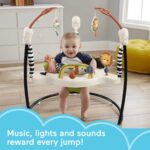 Fisher-Price Baby Bouncer Palm Paradise Jumperoo Centro de actividades y tapete de juego para hacer patadas y jugar, pia