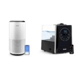 Purificador de aire y humidificador LEVOIT negro cobertura 1980 ft2 con monitoreo de calidad del aire