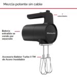 Batidora de mano inalámbrica KitchenAid Go KHMR700BM 7 velocidades 12V batería MAX separada negro mate