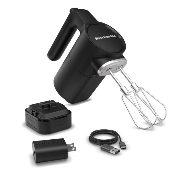 Batidora de mano inalámbrica KitchenAid Go KHMR762BM con batería incluida negro mate