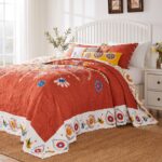 Juego de colcha acolchada Greenland Home Barefoot Bungalow Topanga Greenland Home Fashions GL-1703EJSQ Queen Jumbo 3 pie