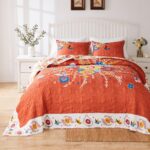 Juego de colcha acolchada Greenland Home Barefoot Bungalow Topanga Greenland Home Fashions GL-1703EJSQ Queen Jumbo 3 pie
