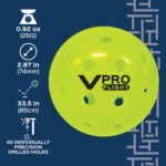 Vulcan | Pelota oficial de pickleball VPRO Flight Outdoor de The PPA Tour & MLP | Paquete de bolas de 3, 6, 12, 36 y 100