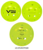 Vulcan | Pelota oficial de pickleball VPRO Flight Outdoor de The PPA Tour & MLP | Paquete de bolas de 3, 6, 12, 36 y 100