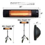 Calentador de Espacio Portátil Dr Infrared Heater DR-338 1500 Vatios Infrarrojo Carbono con Trípode 23x40 Pulgadas