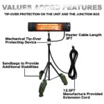 Calentador de Espacio Portátil Dr Infrared Heater DR-338 1500 Vatios Infrarrojo Carbono con Trípode 23x40 Pulgadas