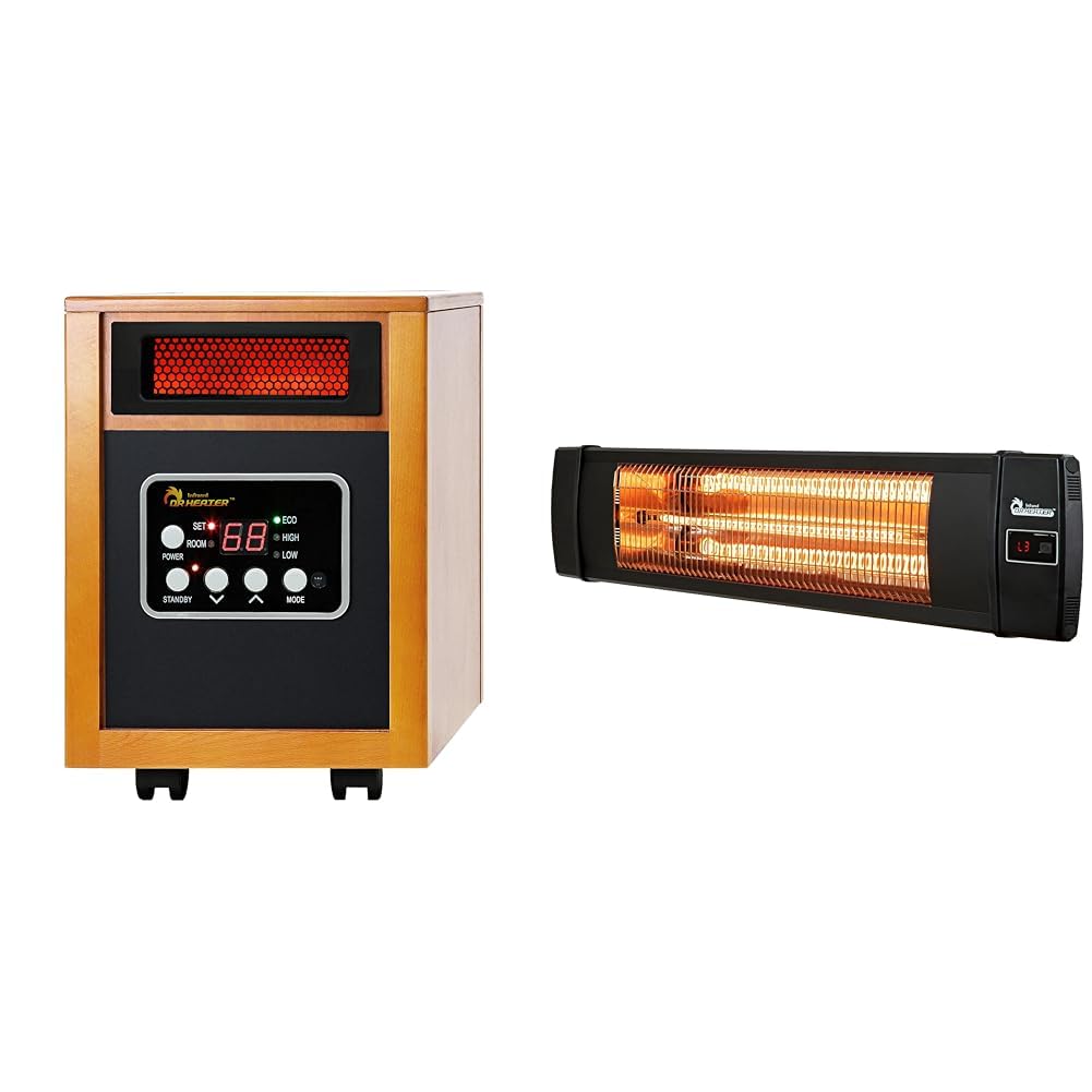 Version 1.0.0 Paquete Calentadores Dr Infrared Heater Portátil 1500W Interior y DR-238 Infrarrojo Carbono Exterior