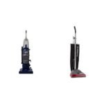 Aspiradora vertical comercial Sanitaire SL4410A sin bolsa con herramientas y SC679K Tradition con bolsa rojo