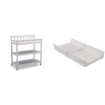 Delta Children Cambiador plano con ruedas y cambiador – Greenguard Gold certificado y cambiador de espuma contorneado co