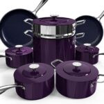 Batería de cocina NuWave Lux 31907 juego de ollas y sartenes 13 piezas forjado ligero antiadherente de cerámica G10 Dura