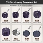 Batería de cocina NuWave Lux 31907 juego de ollas y sartenes 13 piezas forjado ligero antiadherente de cerámica G10 Dura