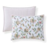 Juego de edredón reversible 3 piezas algodón percal Martha Stewart Welspun 887719231112 King rosa claro verde lavado lig
