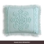 Colcha de chenilla 100% algodón matrimonial Beatrice Home Fashions LMCBSPFUBLU medallón de loto azul ligera con flecos