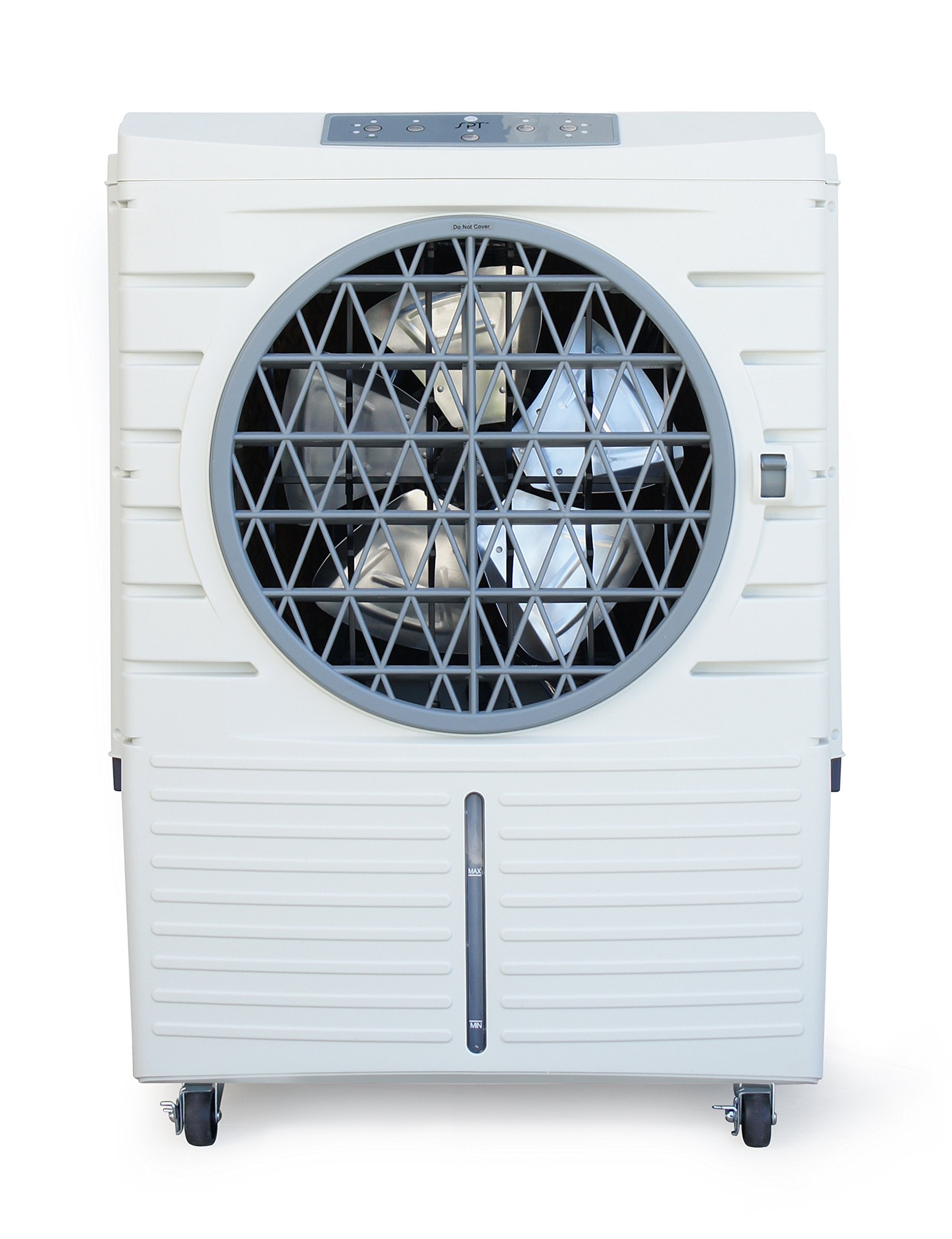 Version 1.0.0 Enfriador evaporativo comercial SPT SF-48LBB 101 pintas 1062 CFM con control remoto ruedas y almohadilla panal 3 lados