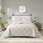 Juego de Edredon 7 Piezas Queen Stratford Park Nanshing International Quilt7pc microfibra estampado floral ligero con sa