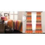 Juego de Edredón Reversible Lush Decor Royal Empire 3 Piezas Algodón a Rayas Queen con Paneles de Cortina Filtro de Luz