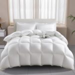 Edredón 100% algodón orgánico para todas las estaciones Wellos WL-BS016-K-YSS-US King 106 x 90 pulgadas blanco alta pote
